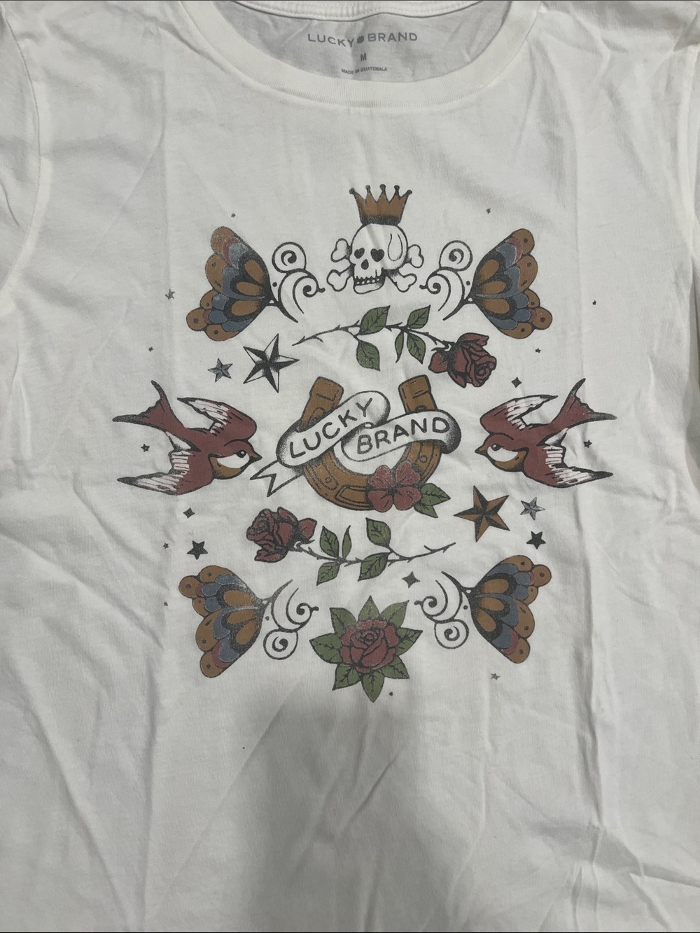 Lucky Brand White Tee with Vintage Tattoo Motif - Picture 2 of 2